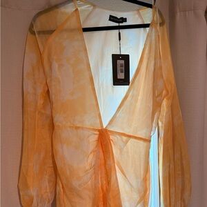 PrettyLittleThing Yellow and White Dress